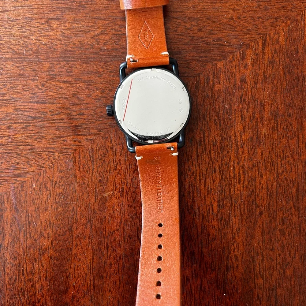 Fossil Black Dial Watch with Brown Leather Strap - Picture 3 of 4
